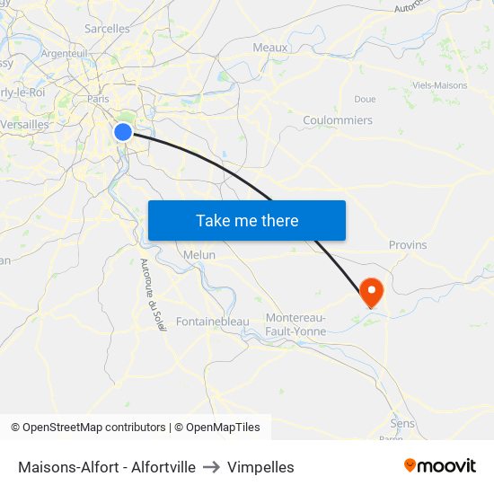 Maisons-Alfort - Alfortville to Vimpelles map