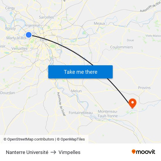 Nanterre Université to Vimpelles map
