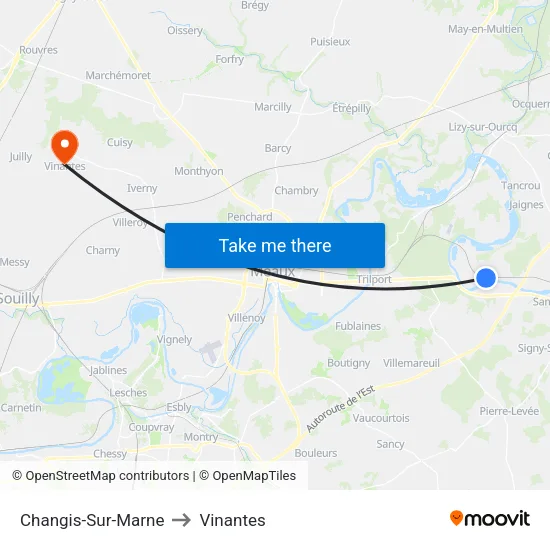 Changis-Sur-Marne to Vinantes map