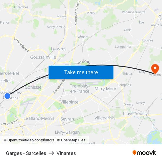 Garges - Sarcelles to Vinantes map