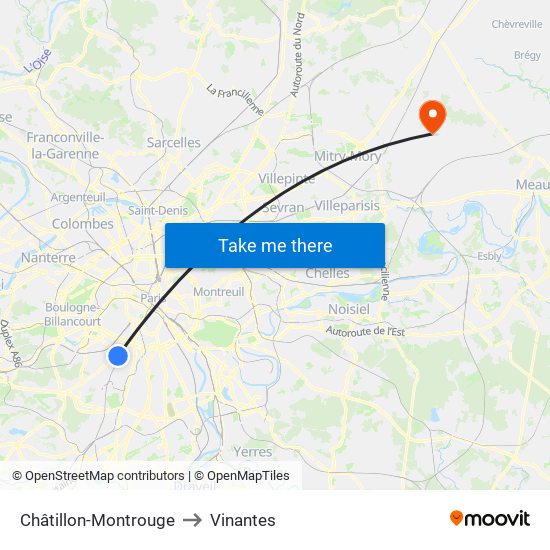 Châtillon-Montrouge to Vinantes map