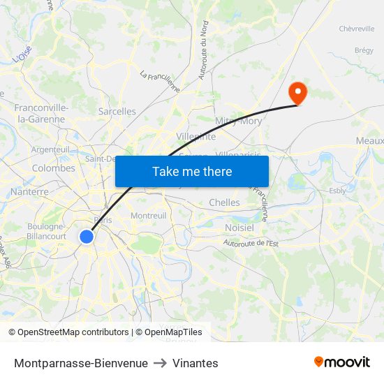Montparnasse-Bienvenue to Vinantes map