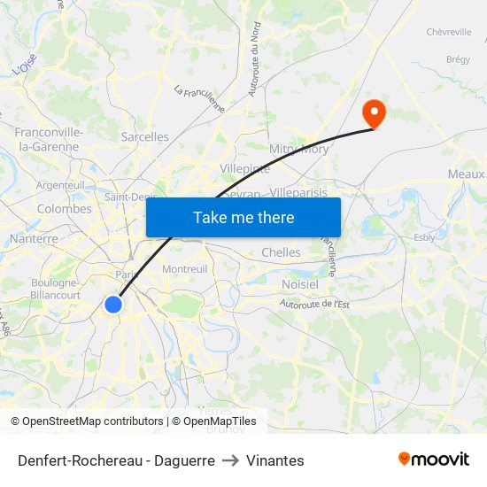 Denfert-Rochereau - Daguerre to Vinantes map