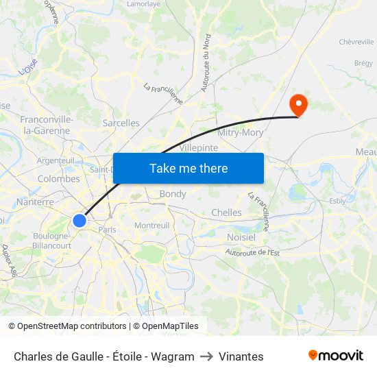 Charles de Gaulle - Étoile - Wagram to Vinantes map