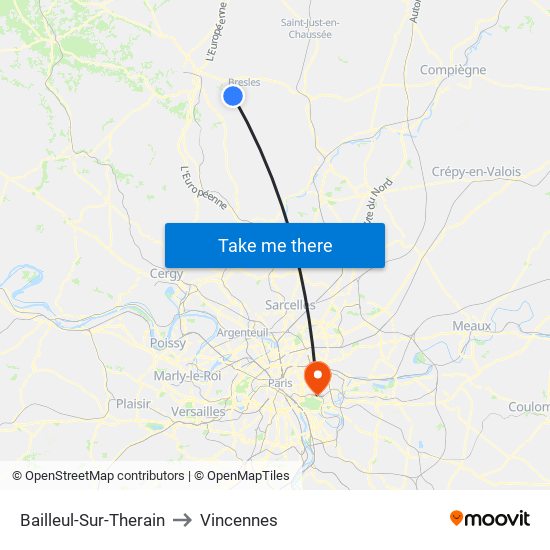 Bailleul-Sur-Therain to Vincennes map