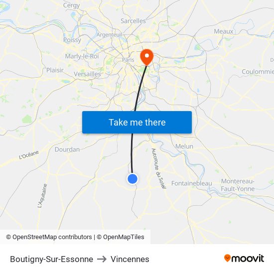 Boutigny-Sur-Essonne to Vincennes map
