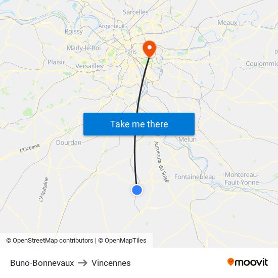 Buno-Bonnevaux to Vincennes map