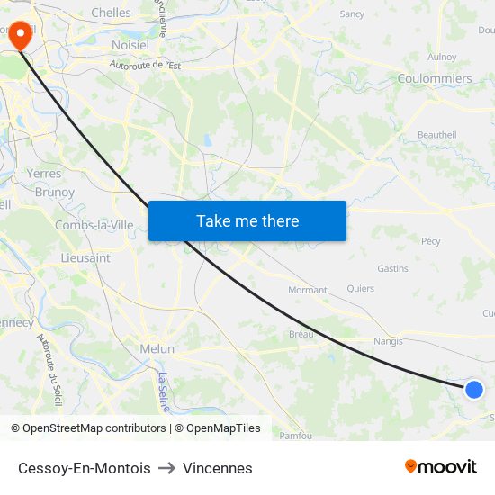 Cessoy-En-Montois to Vincennes map