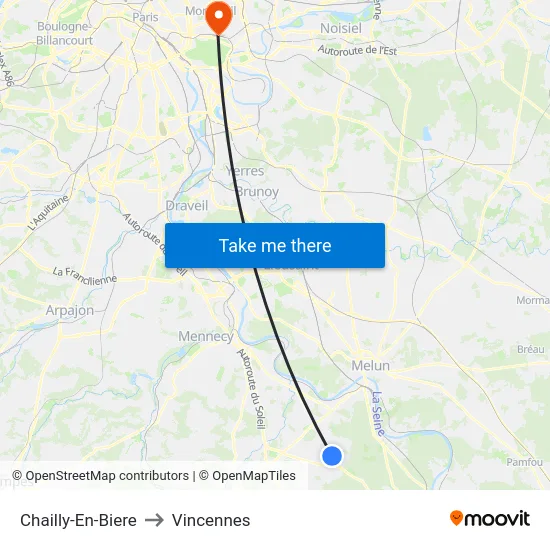 Chailly-En-Biere to Vincennes map