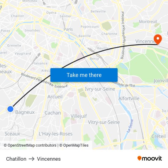 Chatillon to Vincennes map