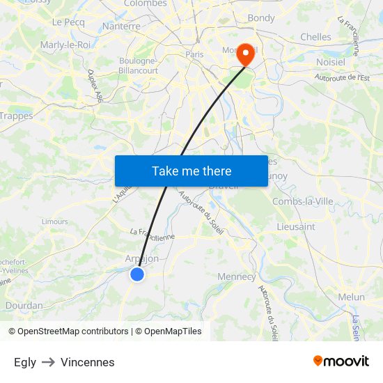 Egly to Vincennes map