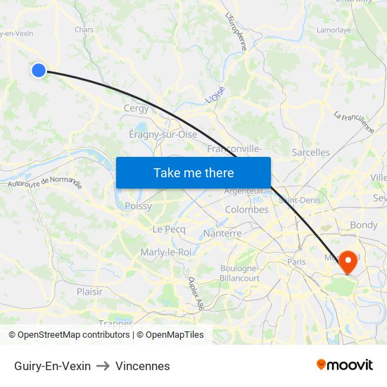 Guiry-En-Vexin to Vincennes map