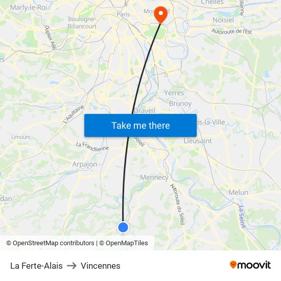 La Ferte-Alais to Vincennes map