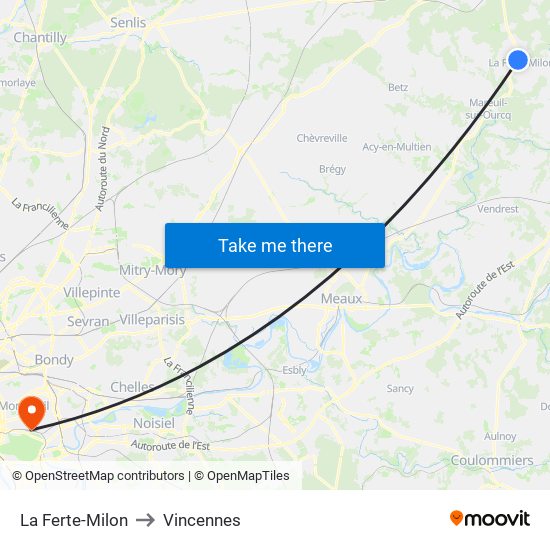 La Ferte-Milon to Vincennes map