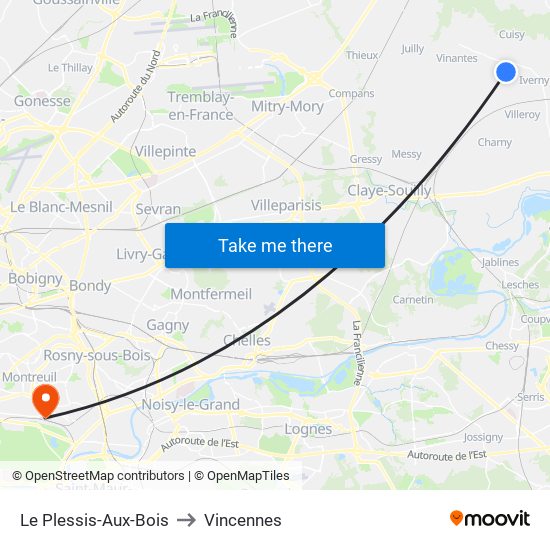 Le Plessis-Aux-Bois to Vincennes map