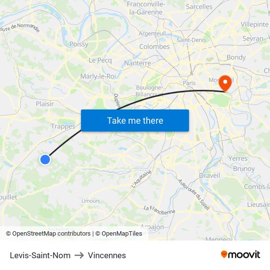 Levis-Saint-Nom to Vincennes map