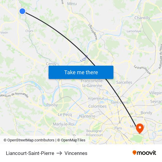 Liancourt-Saint-Pierre to Vincennes map