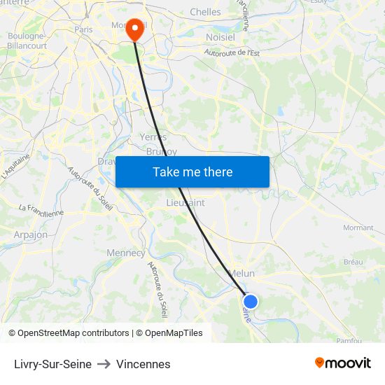 Livry-Sur-Seine to Vincennes map