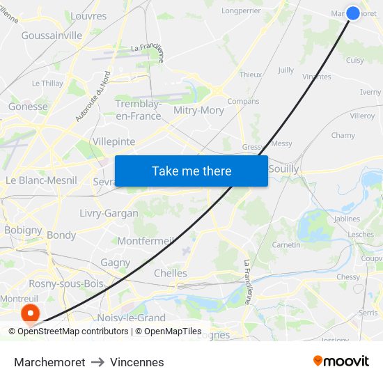 Marchemoret to Vincennes map