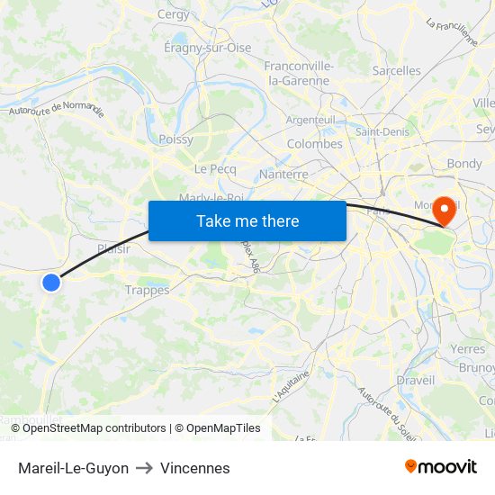 Mareil-Le-Guyon to Vincennes map