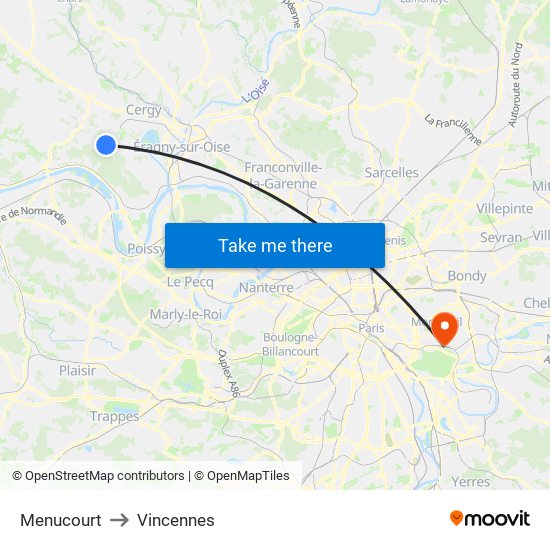 Menucourt to Vincennes map