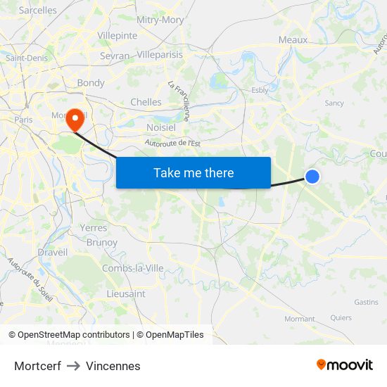 Mortcerf to Vincennes map