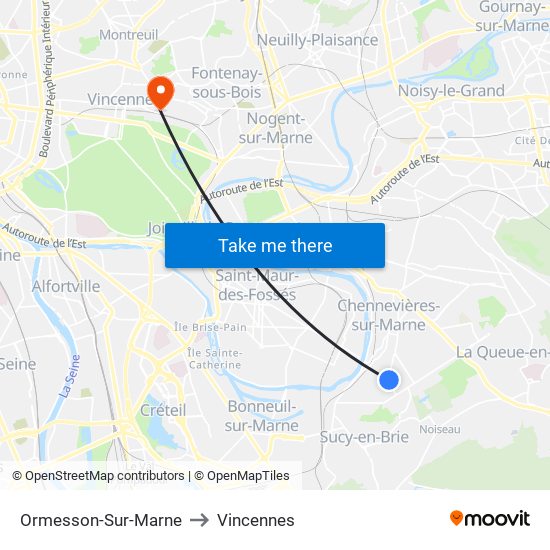 Ormesson-Sur-Marne to Vincennes map