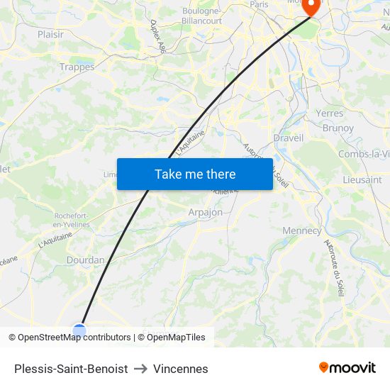 Plessis-Saint-Benoist to Vincennes map