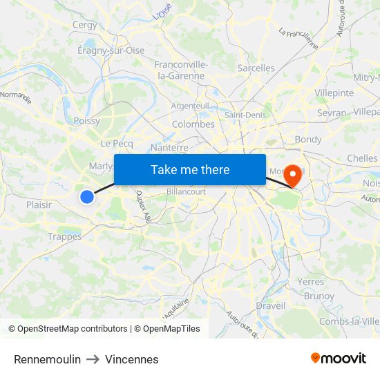 Rennemoulin to Vincennes map