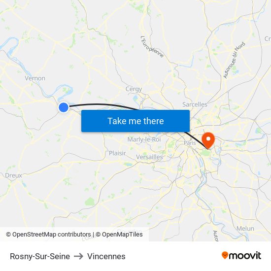 Rosny-Sur-Seine to Vincennes map