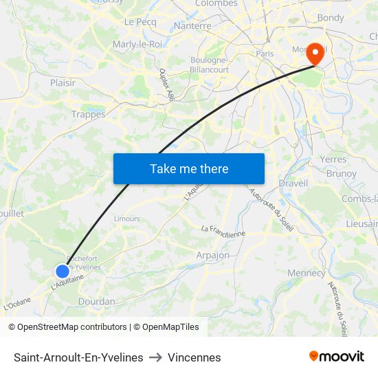 Saint-Arnoult-En-Yvelines to Vincennes map