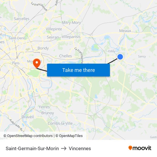 Saint-Germain-Sur-Morin to Vincennes map