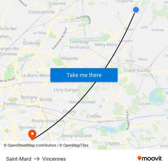 Saint-Mard to Vincennes map