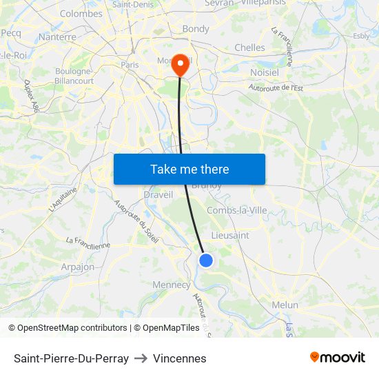 Saint-Pierre-Du-Perray to Vincennes map