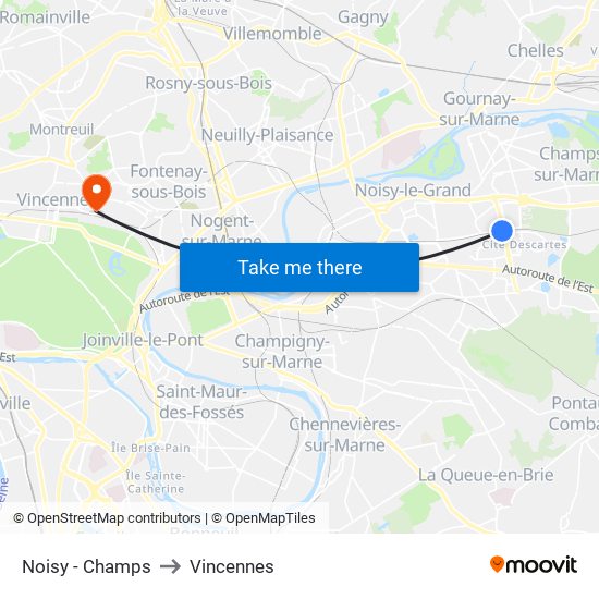 Noisy - Champs to Vincennes map