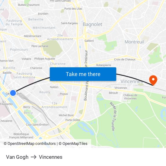 Van Gogh to Vincennes map