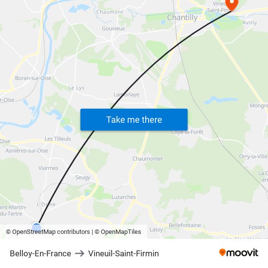 Belloy-En-France to Vineuil-Saint-Firmin map