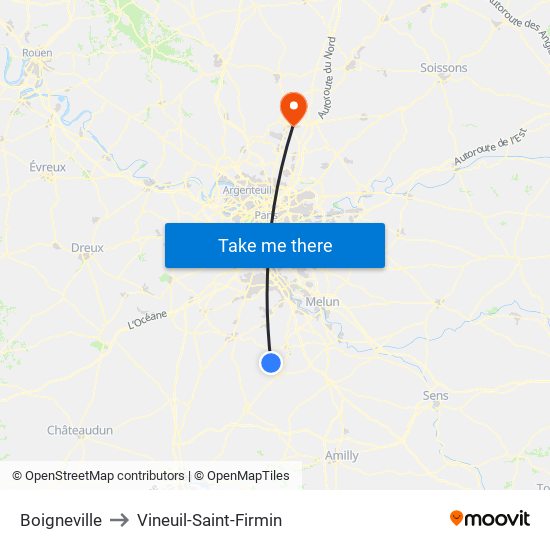 Boigneville to Vineuil-Saint-Firmin map