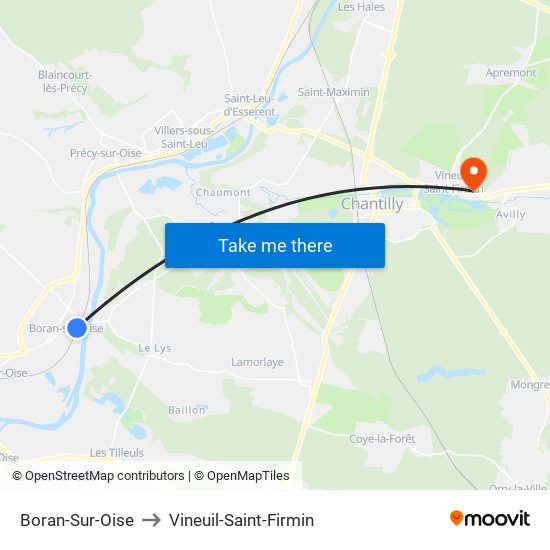 Boran-Sur-Oise to Vineuil-Saint-Firmin map