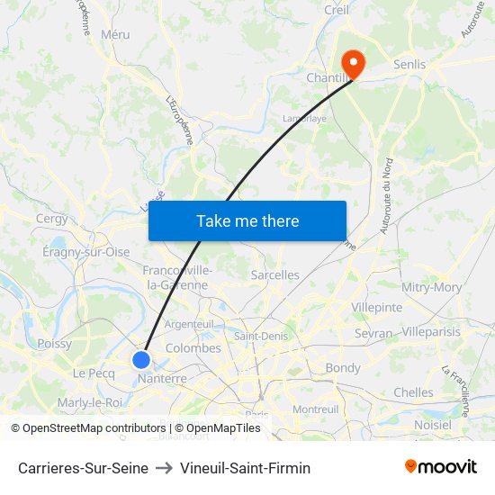 Carrieres-Sur-Seine to Vineuil-Saint-Firmin map