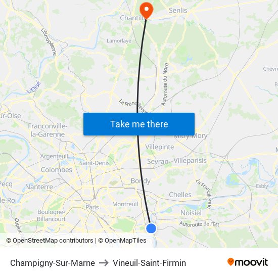 Champigny-Sur-Marne to Vineuil-Saint-Firmin map