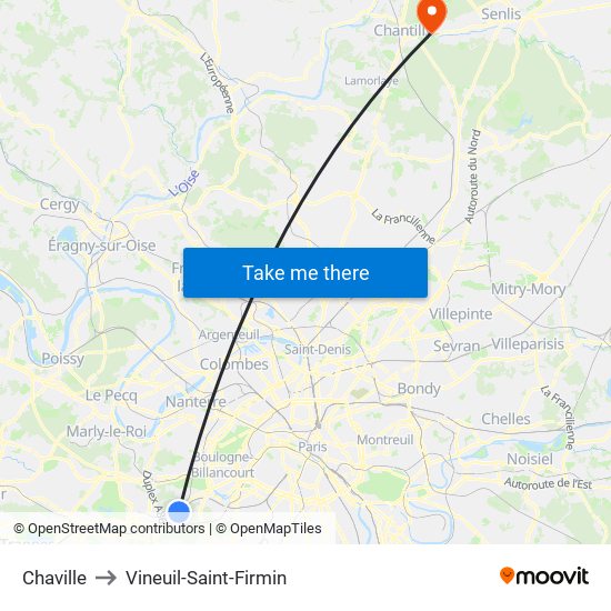 Chaville to Vineuil-Saint-Firmin map