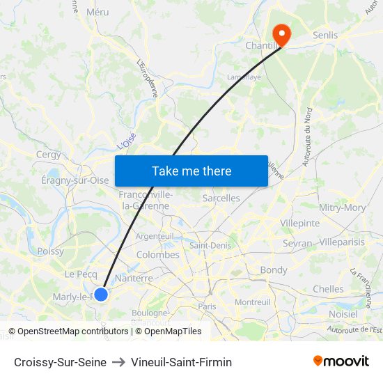 Croissy-Sur-Seine to Vineuil-Saint-Firmin map