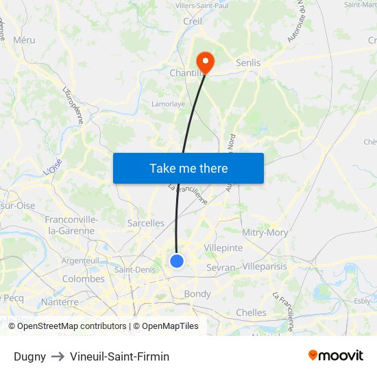 Dugny to Vineuil-Saint-Firmin map