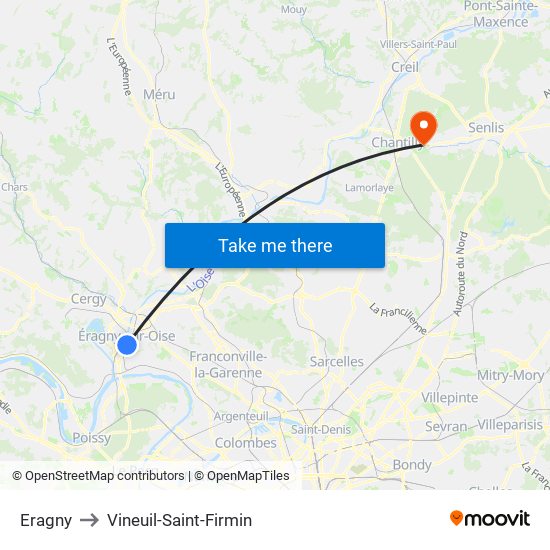 Eragny to Vineuil-Saint-Firmin map