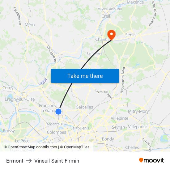 Ermont to Vineuil-Saint-Firmin map