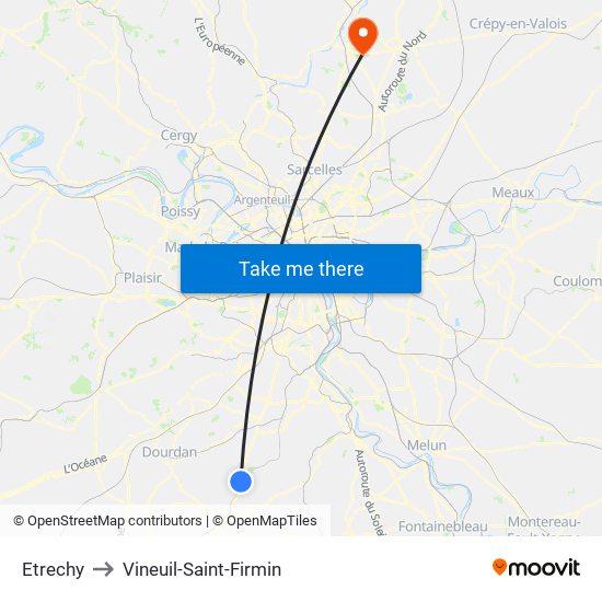 Etrechy to Vineuil-Saint-Firmin map