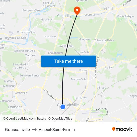 Goussainville to Vineuil-Saint-Firmin map