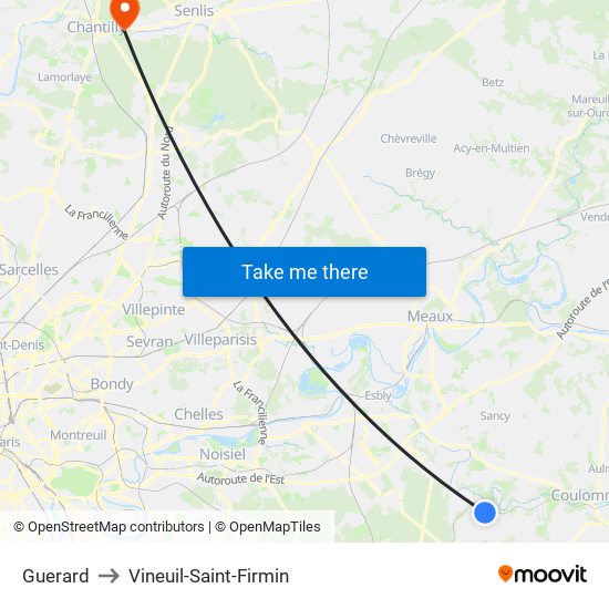 Guerard to Vineuil-Saint-Firmin map