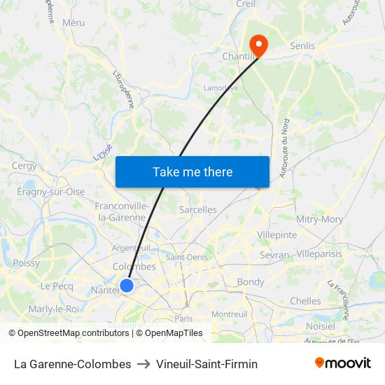 La Garenne-Colombes to Vineuil-Saint-Firmin map